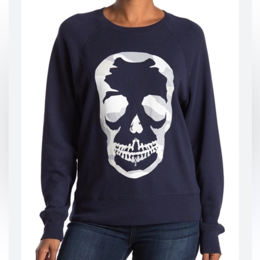 Zadig & Voltaire Skull Camo Raglan Sleeve Sweatshirt Navy
